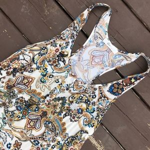 Abstract Print Top with Button Front